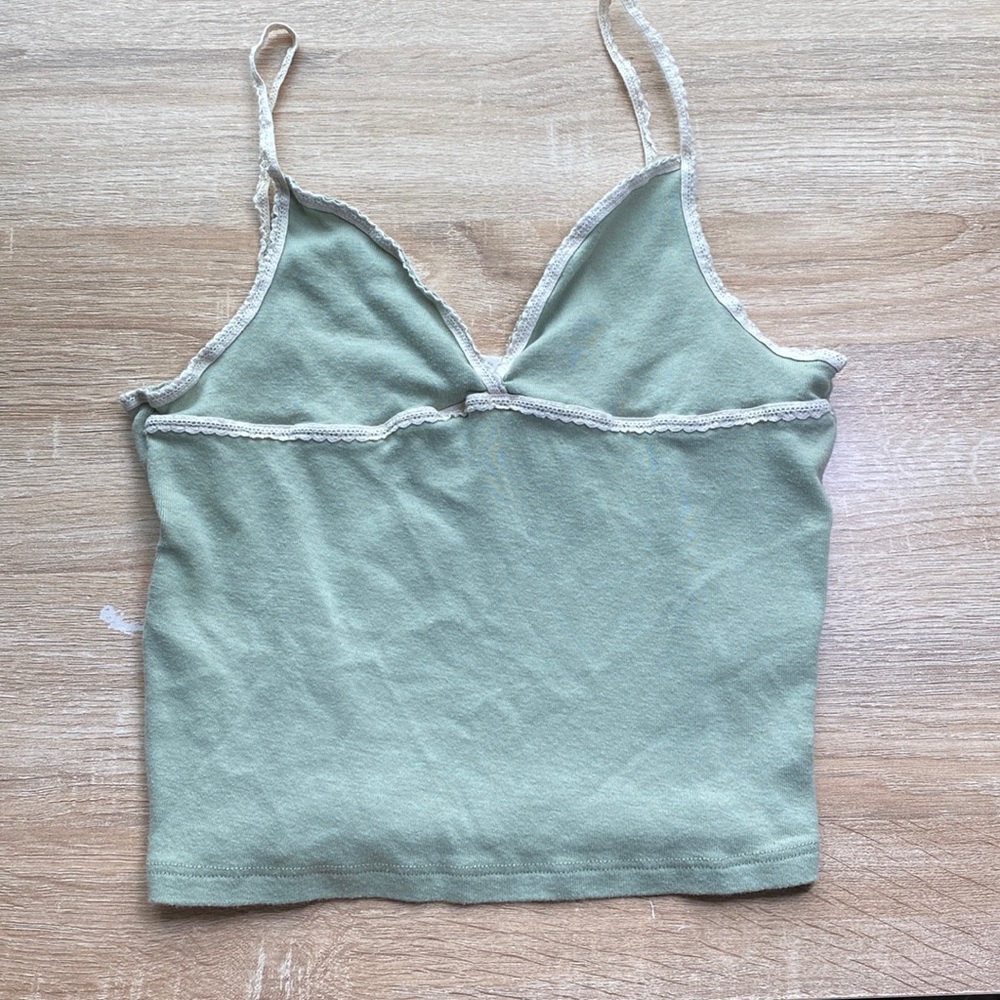 green, cropped tank top, size small